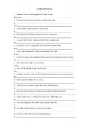 English Worksheet: conditional sentences