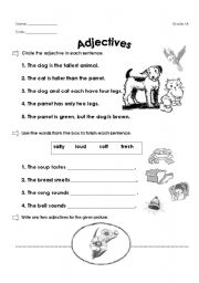 English worksheet: Adjectives