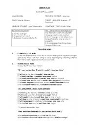 English Worksheet: frontsheet with aims for a third conditional lesson 