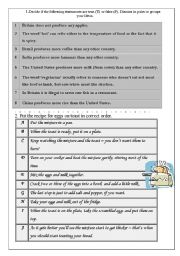 English Worksheet: Preparing food, food idioms