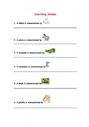 English worksheet: Describing Animals