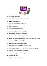 English Worksheet: classroom rules