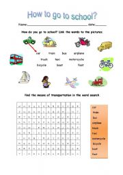 English Worksheet: How do you go to school