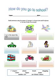 English Worksheet: how do you go to school 3