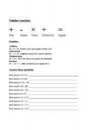English worksheet: Basic Number exercises 
