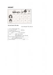 English worksheet: CAN/CANT