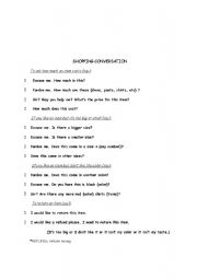 English Worksheet: Shopping Conversation