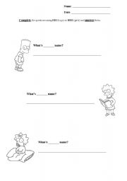 English Worksheet: Simpsons possessives (his or her) 2