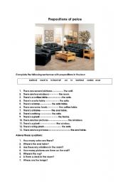 English Worksheet: prepositions of place