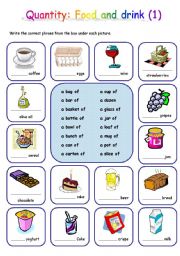 English Worksheet: Quantity: Food and drink (1)