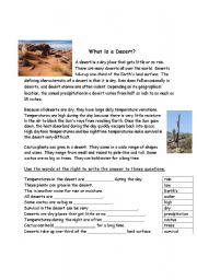 English Worksheet: What is a Desert?