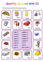 English Worksheet: Quantity: Food and drink (2)