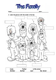 English Worksheet: the family