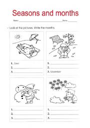 English Worksheet: seasons and months