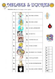 English Worksheet: DISEASES & INJURIES