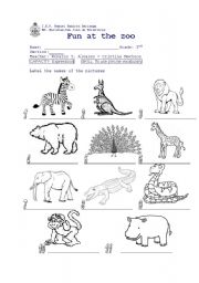 English worksheet: The animals