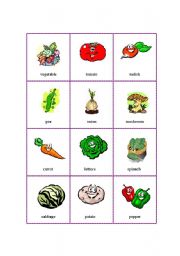 English Worksheet: Picture Dictionary - Vegetables 1
