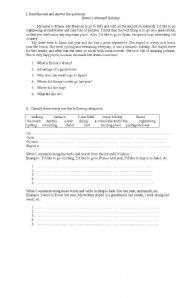 English worksheet: holidays