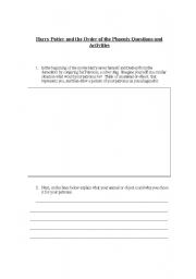 English Worksheet: Harry Potter Questions and  Drawing Activity