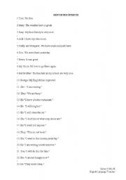 English Worksheet: reported speech exercises