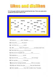 English Worksheet: Expressing likes and dislikes