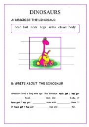 DINOSUR (body parts, description), writing