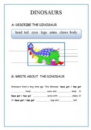 DINOSUR II  (body parts, description), writing.