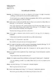 English worksheet: vocabulary journal 1