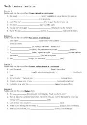 English Worksheet: Verb tenses revision