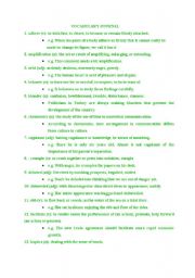 English worksheet: vocabulary journal 3