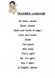 English Worksheet: Teachers Language