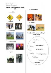 English Worksheet: exercses for amish culture (included as  a reading 