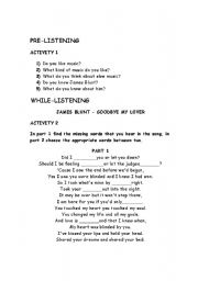 English Worksheet: good bye my lover