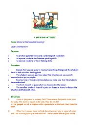 English Worksheet: a speaking activity