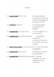 English Worksheet: Modal