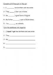 English worksheet: have got - has got 