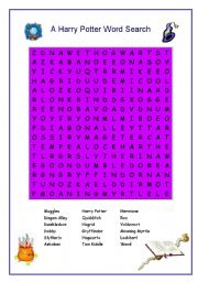 English Worksheet: Harry Potter Word Find