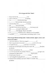 English worksheet: modals