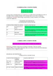 English Worksheet: coordinating conjunctions