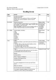 English Worksheet: Reading Use your mind text - lesson plan