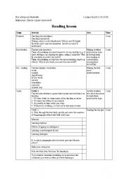 English worksheet: Reading Use your mind text - lesson plan