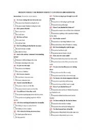 English Worksheet: Pres. Perfect or pres. Prefect Progressive