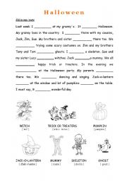English Worksheet: Halloween (was / were)