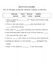 English worksheet: Relative Clauses