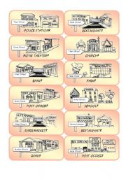 English Worksheet: Mini Town Cards - Set 2