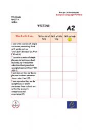 English worksheet: can-do statement for 8th grade about writing