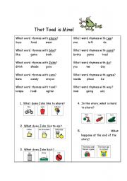 English worksheet: That Toad is Mine!