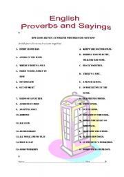 English Worksheet: English proverbs and sayings