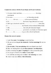 English Worksheet: present simple/present continuous