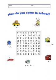 English worksheet: How do you come to school?